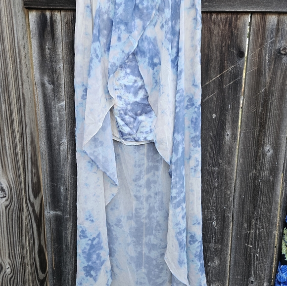Kimchi Blue Hi Lo Skirt Asymmetrical mini and maxi sheer boho fairy size 6 - Picture 4 of 7